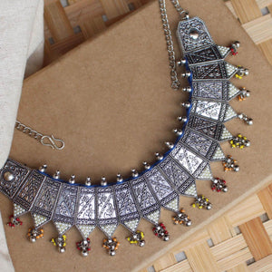 Oxidized necklaces with matching earrings perfect for dandia night designer navratri jewelry colorful necklaces