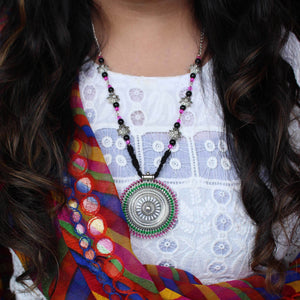 Oxidized necklaces with matching earrings perfect for dandia night designer navratri jewelry colorful necklaces