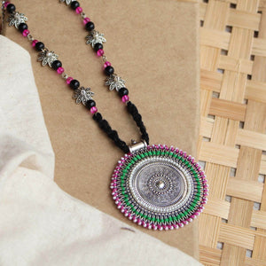 Oxidized necklaces with matching earrings perfect for dandia night designer navratri jewelry colorful necklaces