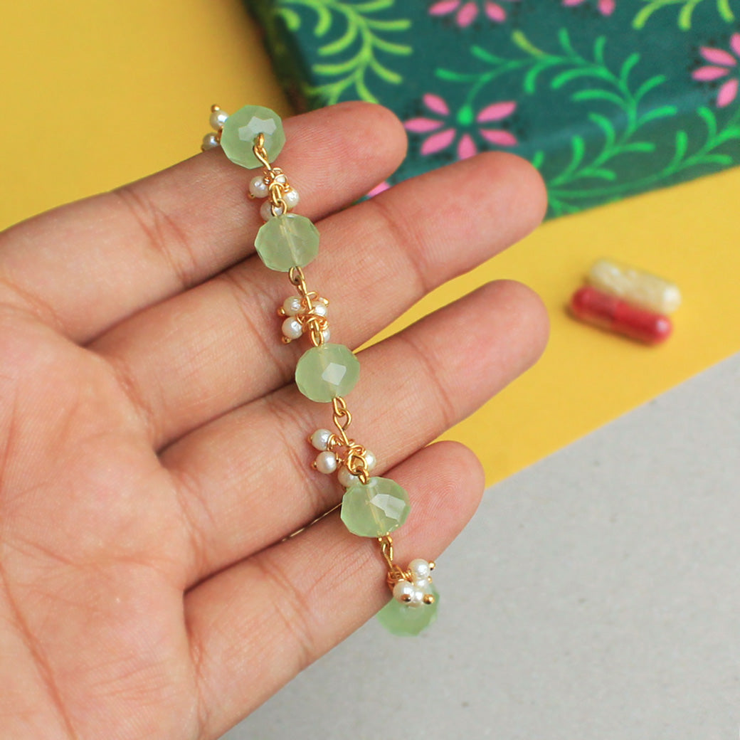Sea Green Beads Personalised Bracelet