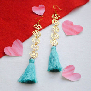 Floral Name Earrings with Tassels - BeAbhika.com