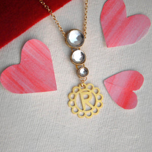 Kundans with Initial Charm Pendant - BeAbhika.com