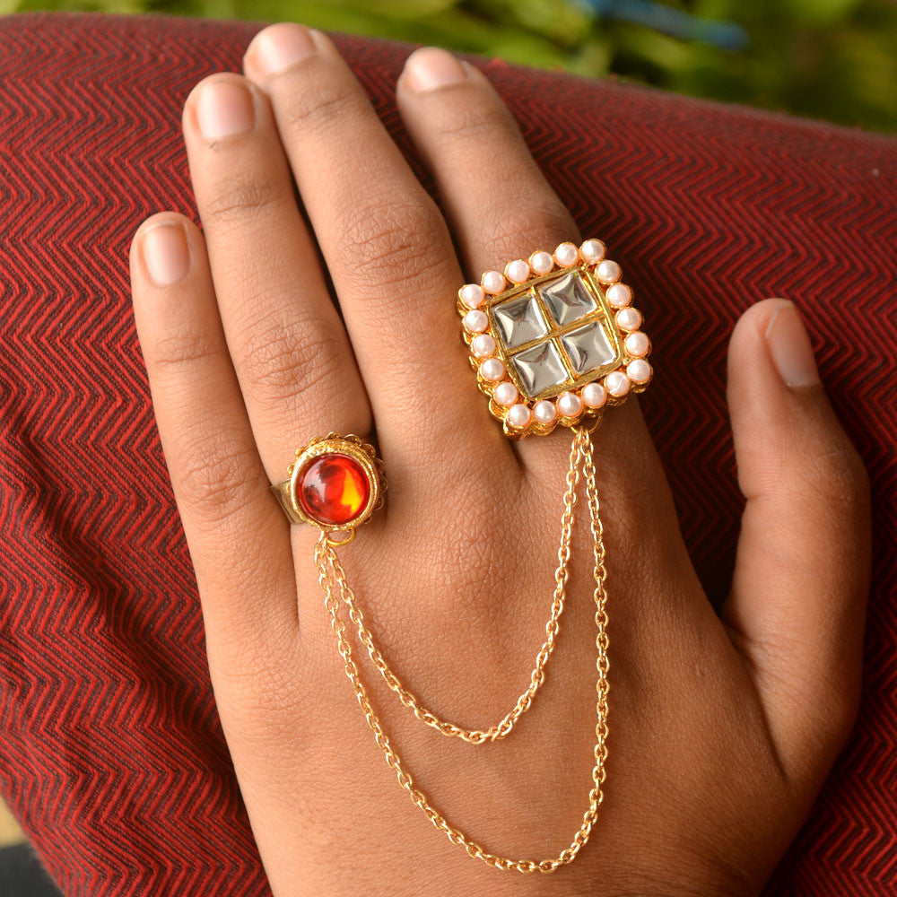 Gold Plated Moissanite Kundan Polki Handcrafted Ring In Sterling Silver  Design by Zeeya Luxury Jewellery at Pernia's Pop Up Shop 2024