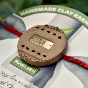 Personalised Bar Initial Grow Green Clay Rakhi