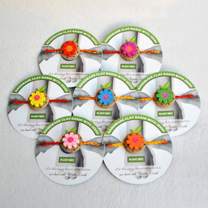 Smiling Flower Kids Grow Green Clay Rakhi
