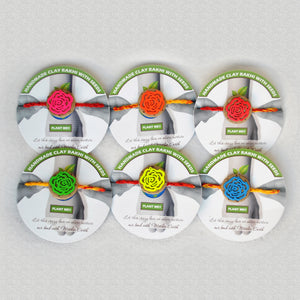 Colorful Rose Kids Grow Green Clay Rakhi