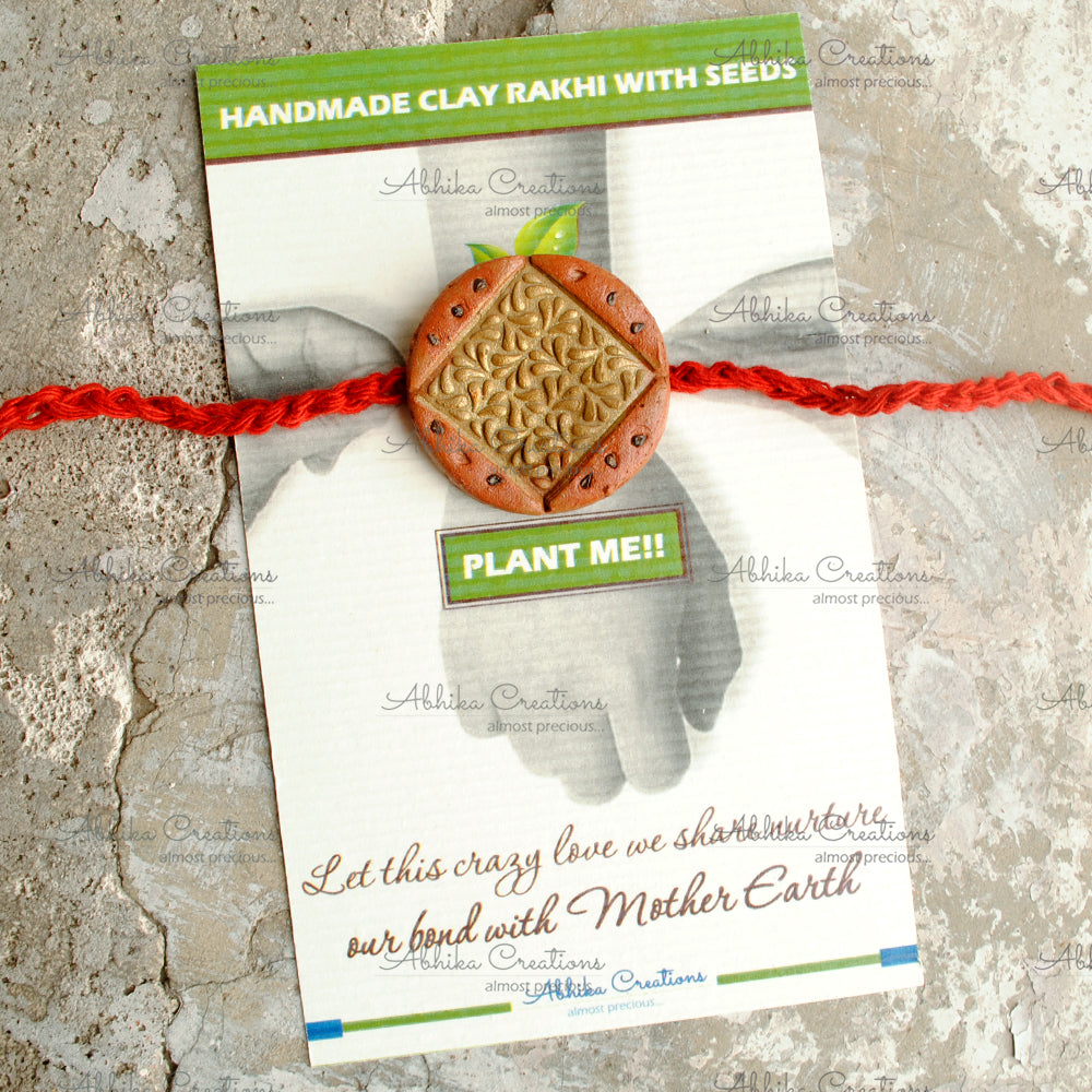 Frozen Droplets Grow Green Clay Rakhi "The Abstract Nature Collection"