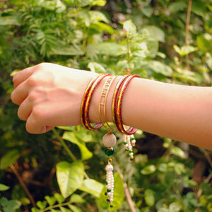 BeAbhika Designer Green Unique Bhabhi Lumba Bracelet Sister Rakhi Send Rakhi To Brother Bhabhi Green Pearl Bhabhi Written Band For Sister In Law Send Rakhi In India Available At Best Price COD Available Express Quick Shipping