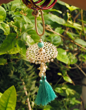 Golden Disc with Turquoise Tassel Lumba