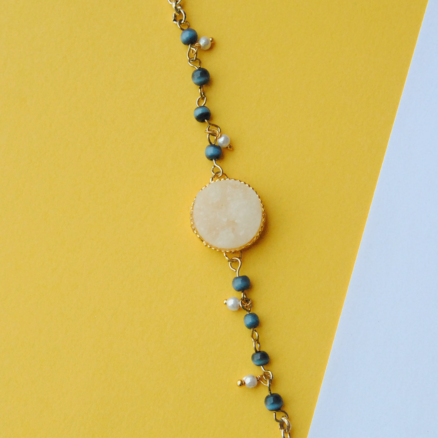 Personalised Blue Beads Bhabhi Rakhi