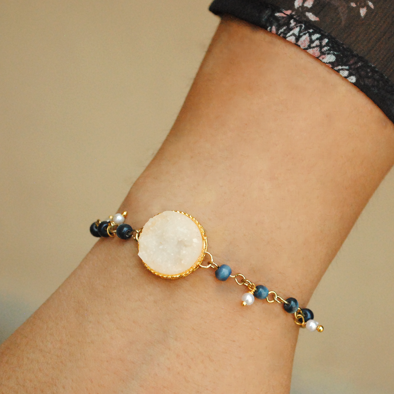 Personalised Blue Beads Bhabhi Rakhi