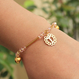 BeAbhika Designer White Pearl Pink Beads Unique Bhabhi Lumba Bracelet Sister Rakhi Send Rakhi To Brother Bhabhi Beads CustomiSend Bhabhi Initial Lumba For Sister In Law Send Rakhi In India Available At Best Price COD Available Express Quick Shipping PersonaliSend Name Letter Bhabhi Rakhi