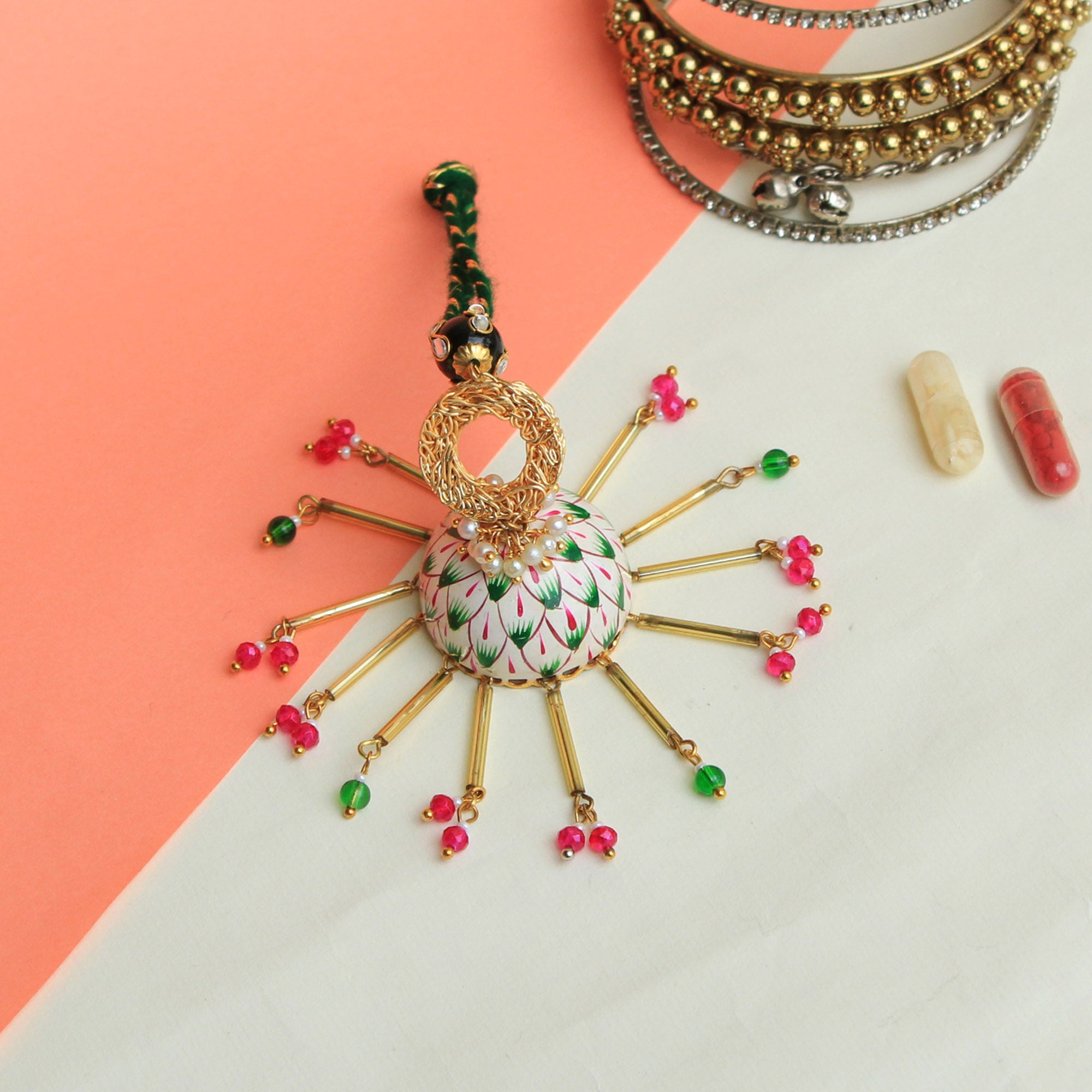 Beabhika Gold Tone Bhabhi Lumba Available In India Online Best Price COD Express Shipping Send Rakhi Online To Bhai Abroad