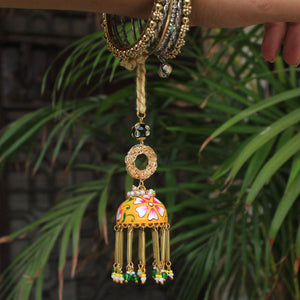 Yellow Handpainted Jhumki Lumba