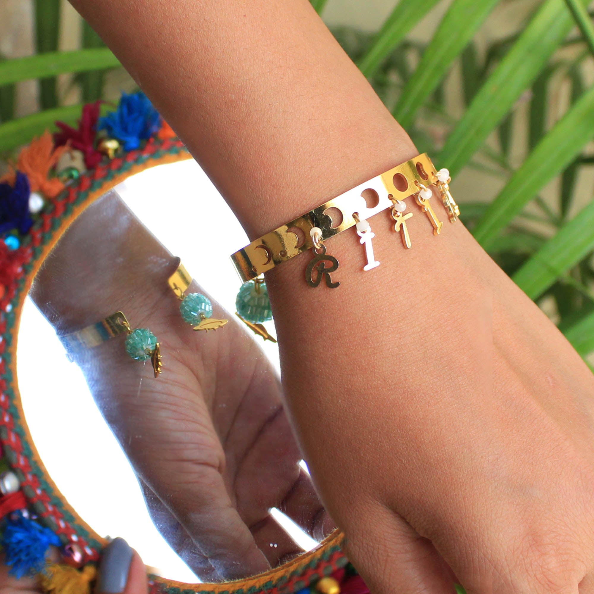 Personalized Name Phases Of Moon Bracelet