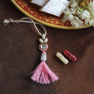 BeAbhika Kundan Pink Tassel Bhabhi Lumba Designer Unique Bhabhi Rakhi Available In India Online At Best Price Send Rakhi To Bhai COD Express Shipping Bhabhi Traditional Lumba