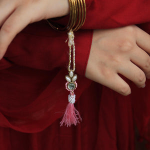 BeAbhika Kundan Pink Tassel Bhabhi Lumba Designer Unique Bhabhi Rakhi Available In India Online At Best Price Send Rakhi To Bhai COD Express Shipping Bhabhi Traditional Lumba