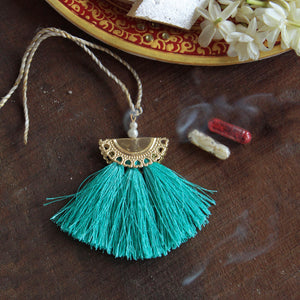BeAbhika Special Designer Bhabhi Rakhi Lumba Blue Dangling Unique Bhabhi Rakhi Available In India At Best Price COD Available Express Shipping Send Rakhi To Bhai Sister In Law Rakhi Lumba