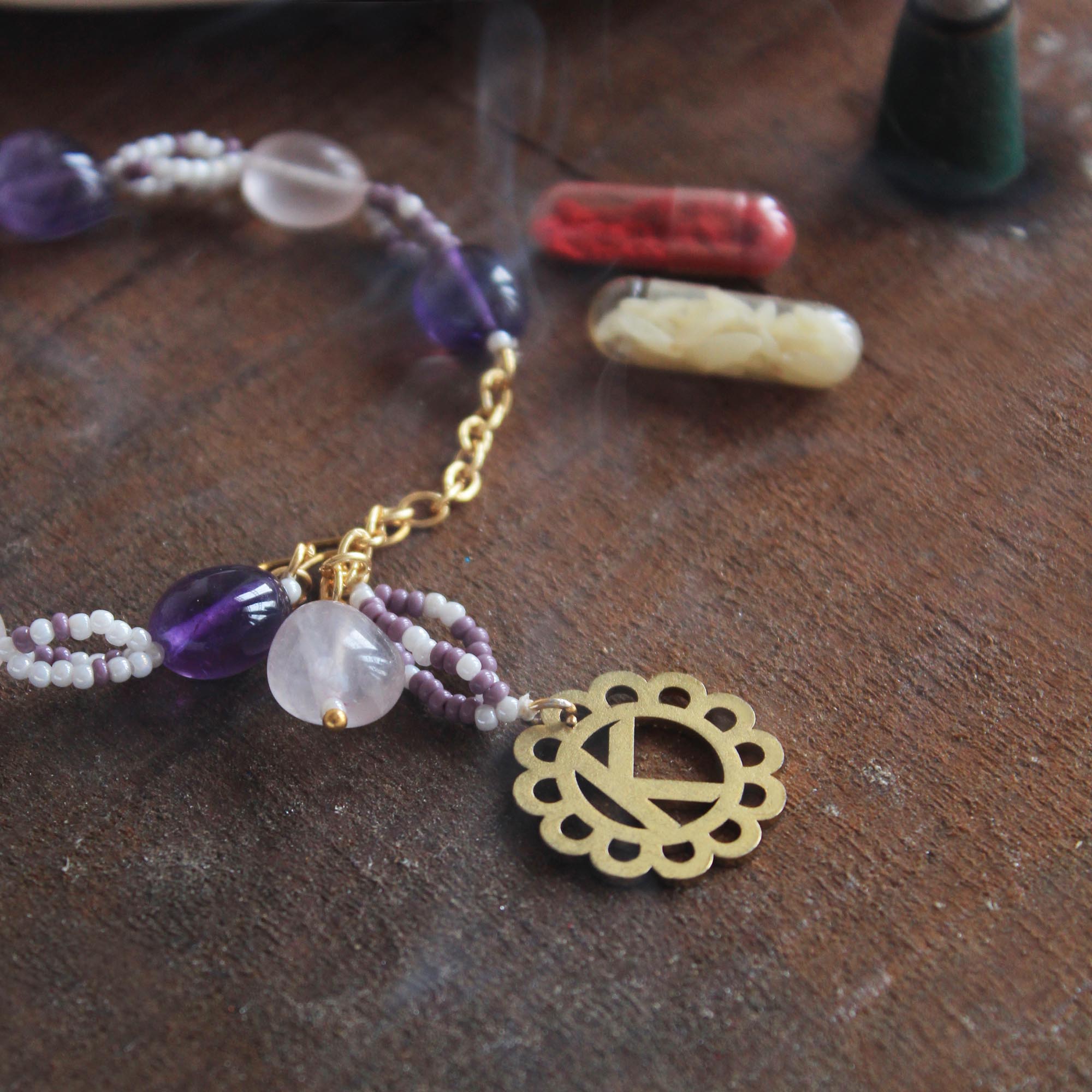 BeAbhika Amaethyst Natural Stones Bracelet Style Lumba Bhabhi Rakhi Designer Unique Personalised Name Initial Lumba For Sister In Law Available In India Online Best Price Send Rakhi To Bhai COD Express Shipping Cusomisation Rakhi Lumba 