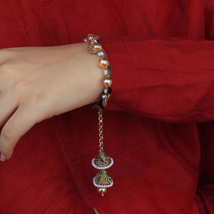 BeAbhika Antique Pearl Lumba For Bhabhi Desinger Unique Sister In Law Bhabhi Rakhi Adjustable Bracelet Style Lumba Available Online In India COD Express Shipping Available Best Price Send Rakhi To Bhai