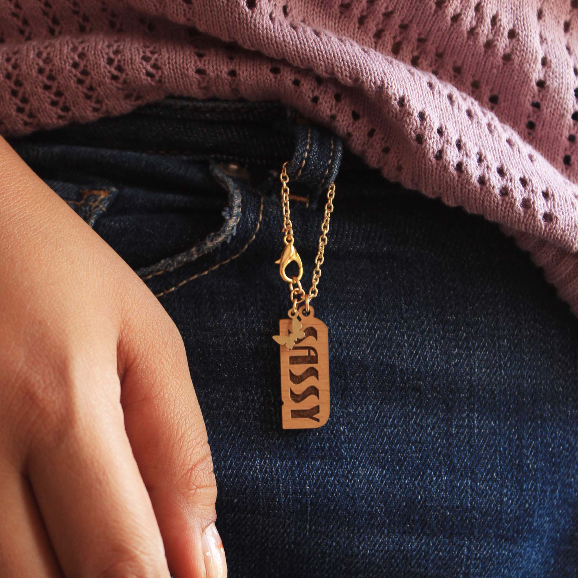 Sassy Wooden Engraved Watch Charm