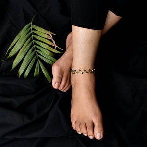 green glass beads anklet