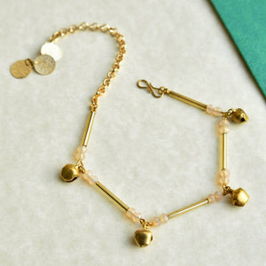 golden glass tube anklet