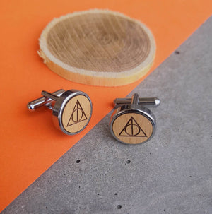 Men's Wooden Triangle Chrome Cufflinks - BeAbhika.com