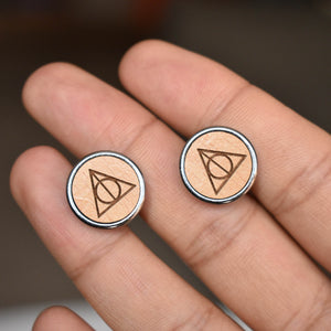 Men's Wooden Triangle Chrome Cufflinks - BeAbhika.com