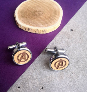 Avengers Quirky Wooden Chrome Cufflinks - BeAbhika.com