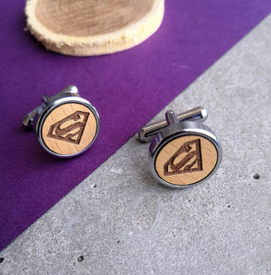 Super Men's Quirky Wooden Chrome Cufflinks - BeAbhika.com