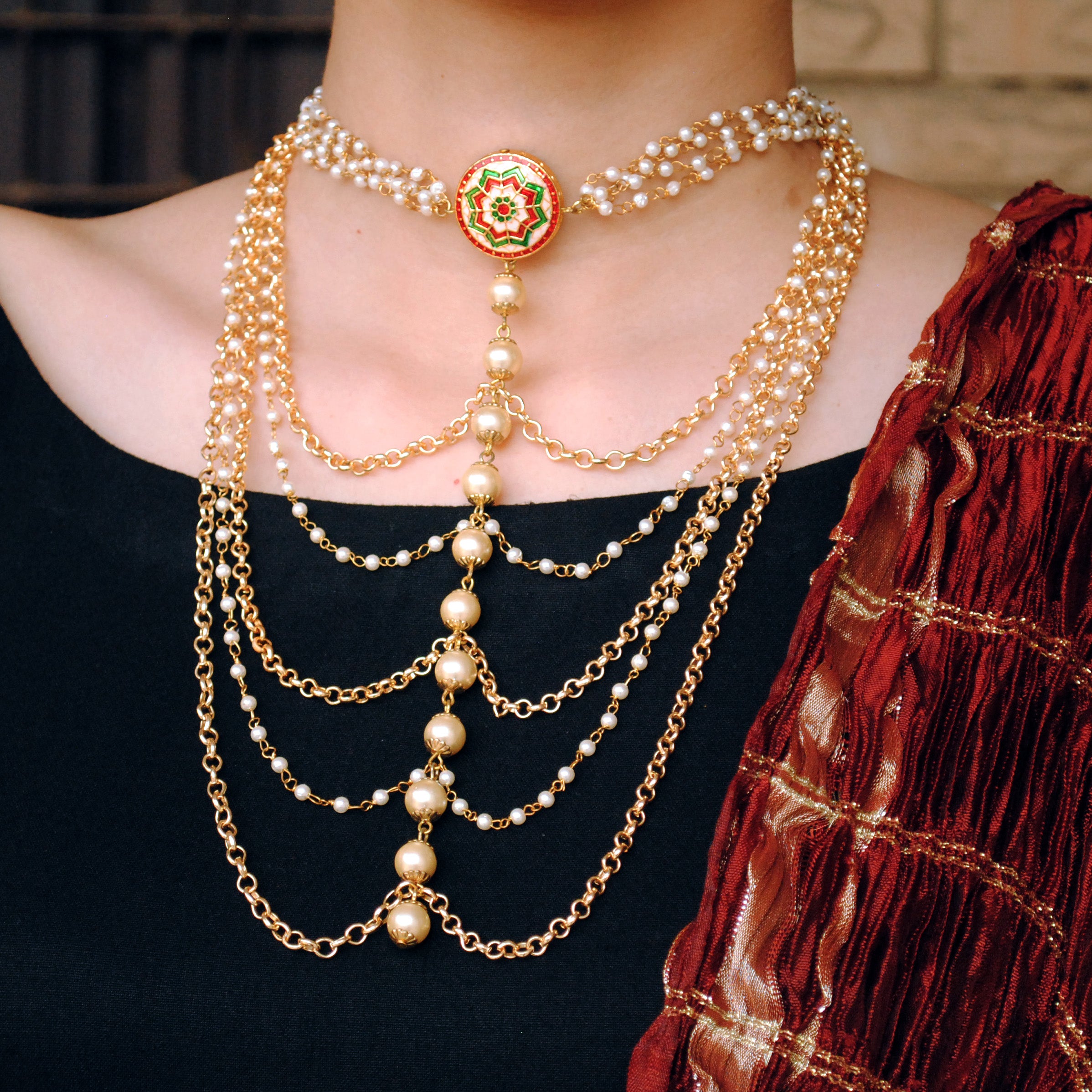 Multilayer gold online necklace