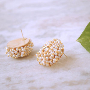 Traditional Kundan earrings in gold-tone, perfect for weddings and festive wear
