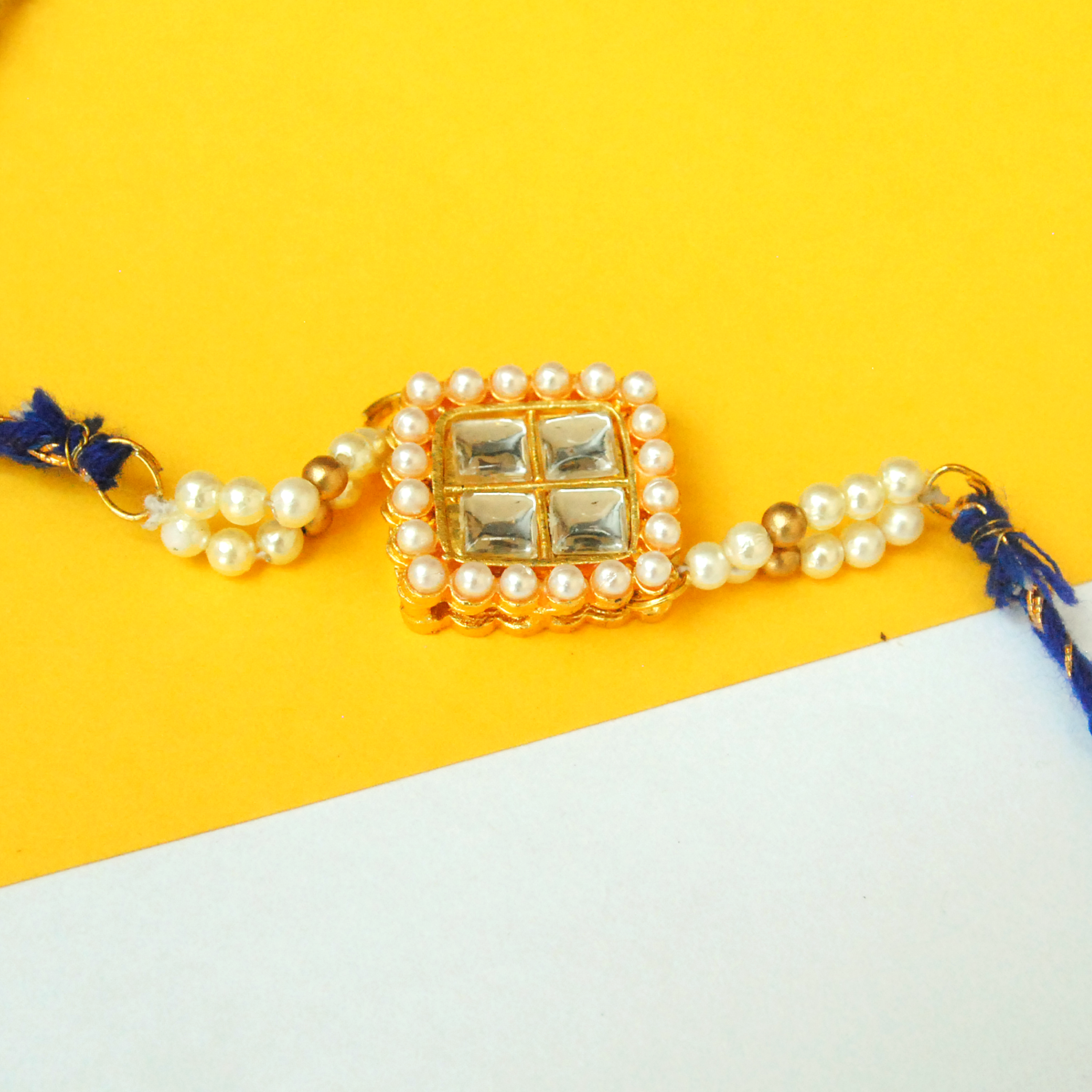 Quad Kundan Pearly Rakhi