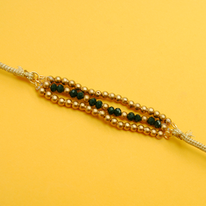 Green & Golden Beads Rakhi