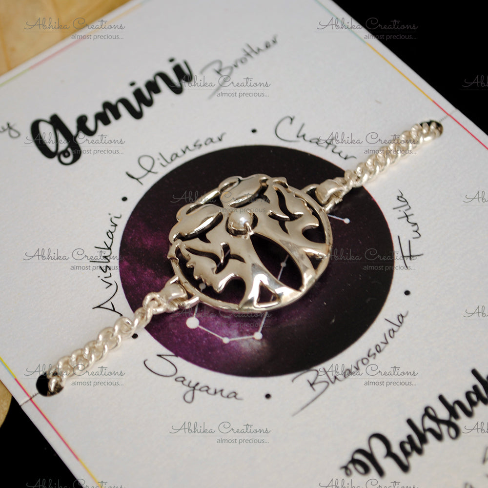 Gemini Zodiac Silver Rakhi