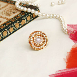 faux pearls adjustable ring