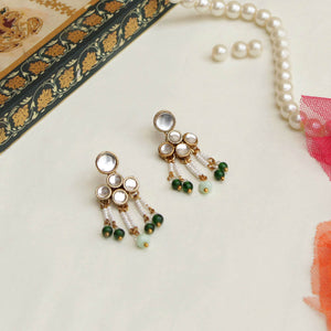 Traditional Kundan earrings in gold-tone, perfect for weddings and festive wear