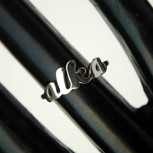 Personalised Silver Name Ring - BeAbhika.com