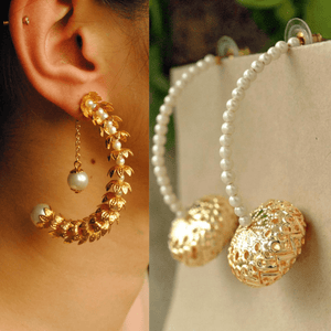 Traditional Kundan earrings in gold-tone, perfect for weddings and festive wear