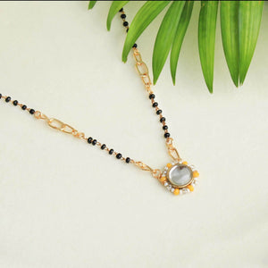 Gold tone black beads mangalsutra necklace for women traditional design perfect for daily wear designer bridal mangalsutra