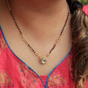 Gold tone black beads mangalsutra necklace for women traditional design perfect for daily wear designer bridal mangalsutra