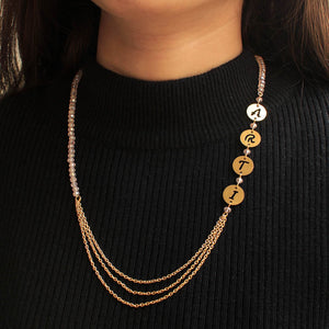 Multilayer Side Name Necklace - BeAbhika.com