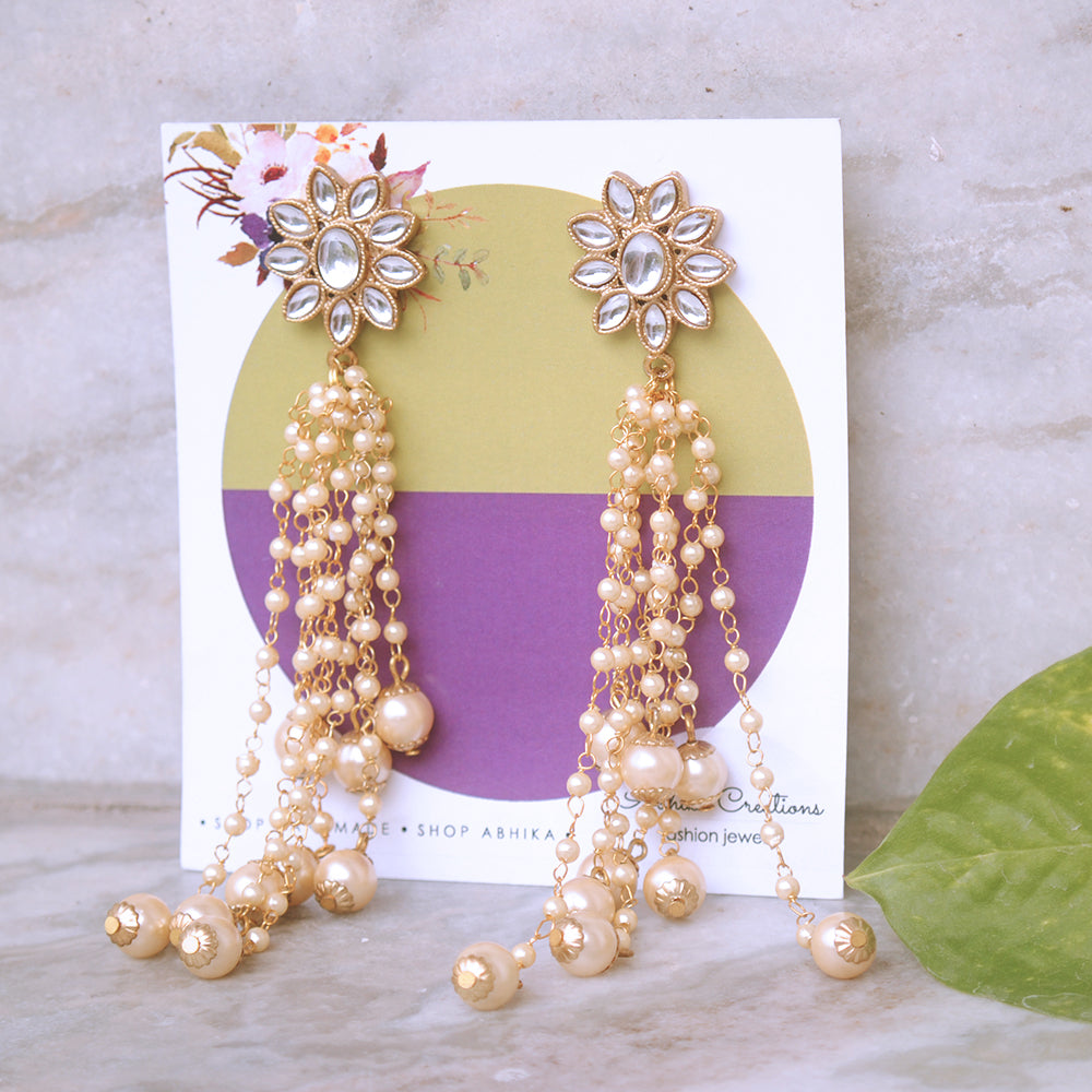 faux pearl tassel earrings